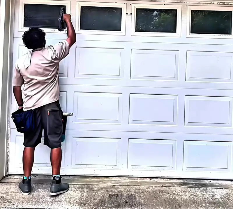 Cleaning garage door windows in Nashville
