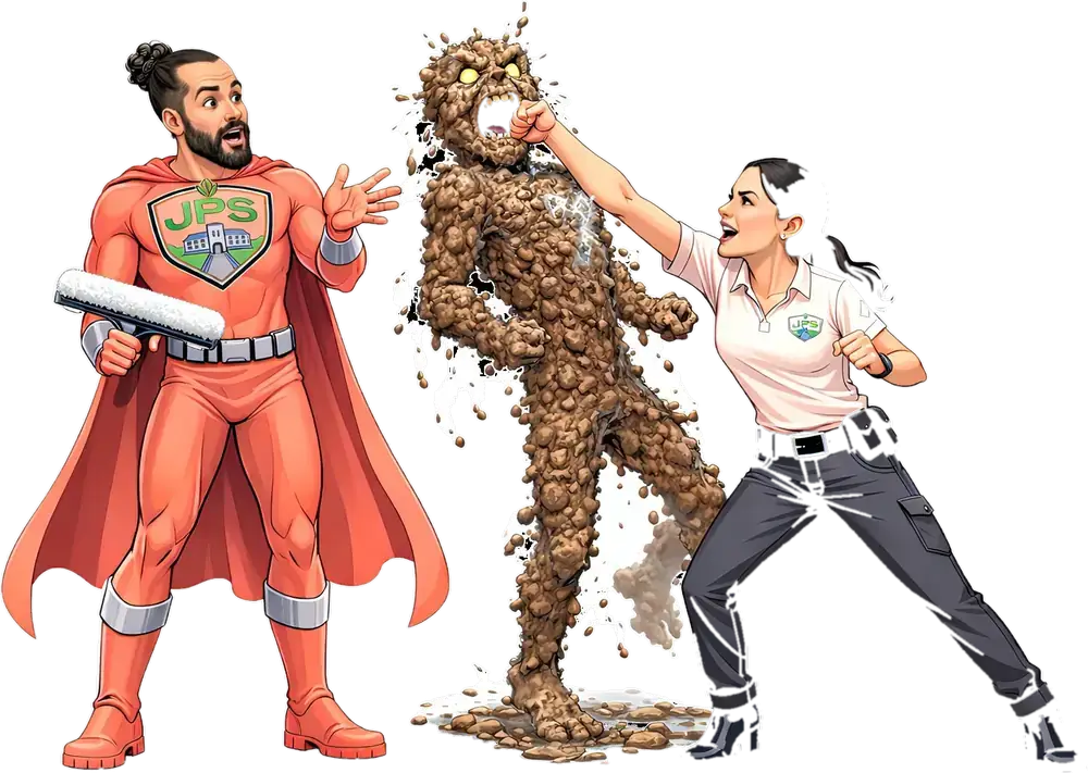 Illustration: the Johnstons as the JPS superhero squad