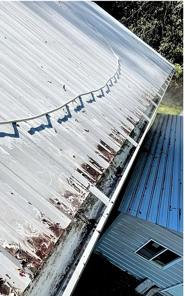 Metal roof gutter after cleaning by JPS